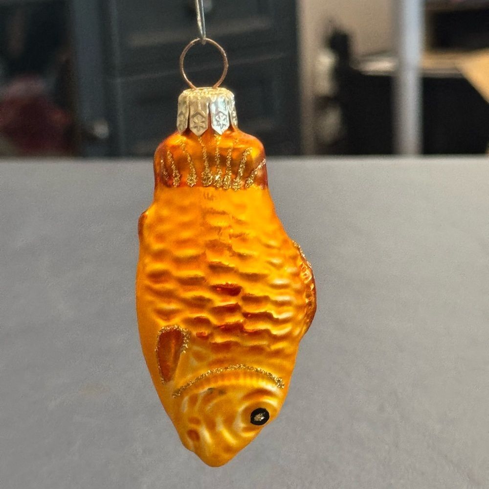 Orange hand-blown glass fish ornament Goldfish